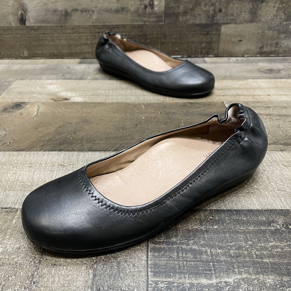 Abeo Tammy Bio System Womens Black Leather Comfort Flats Size 6.5 N